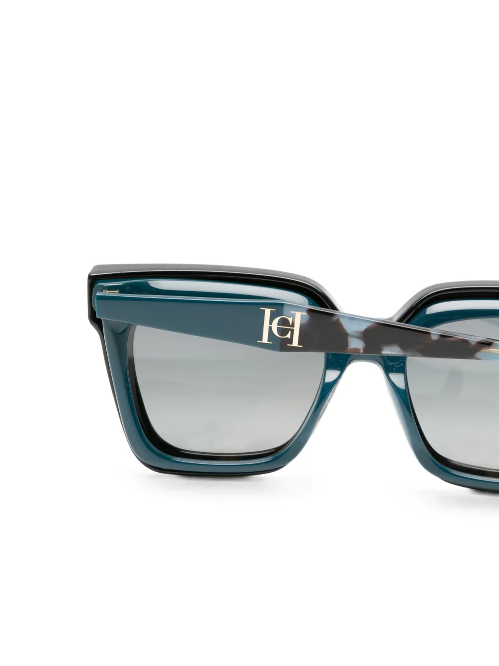 Carolina Herrera Tortoiseshell-effect Logo-plaque Glasses in Blue, view 3