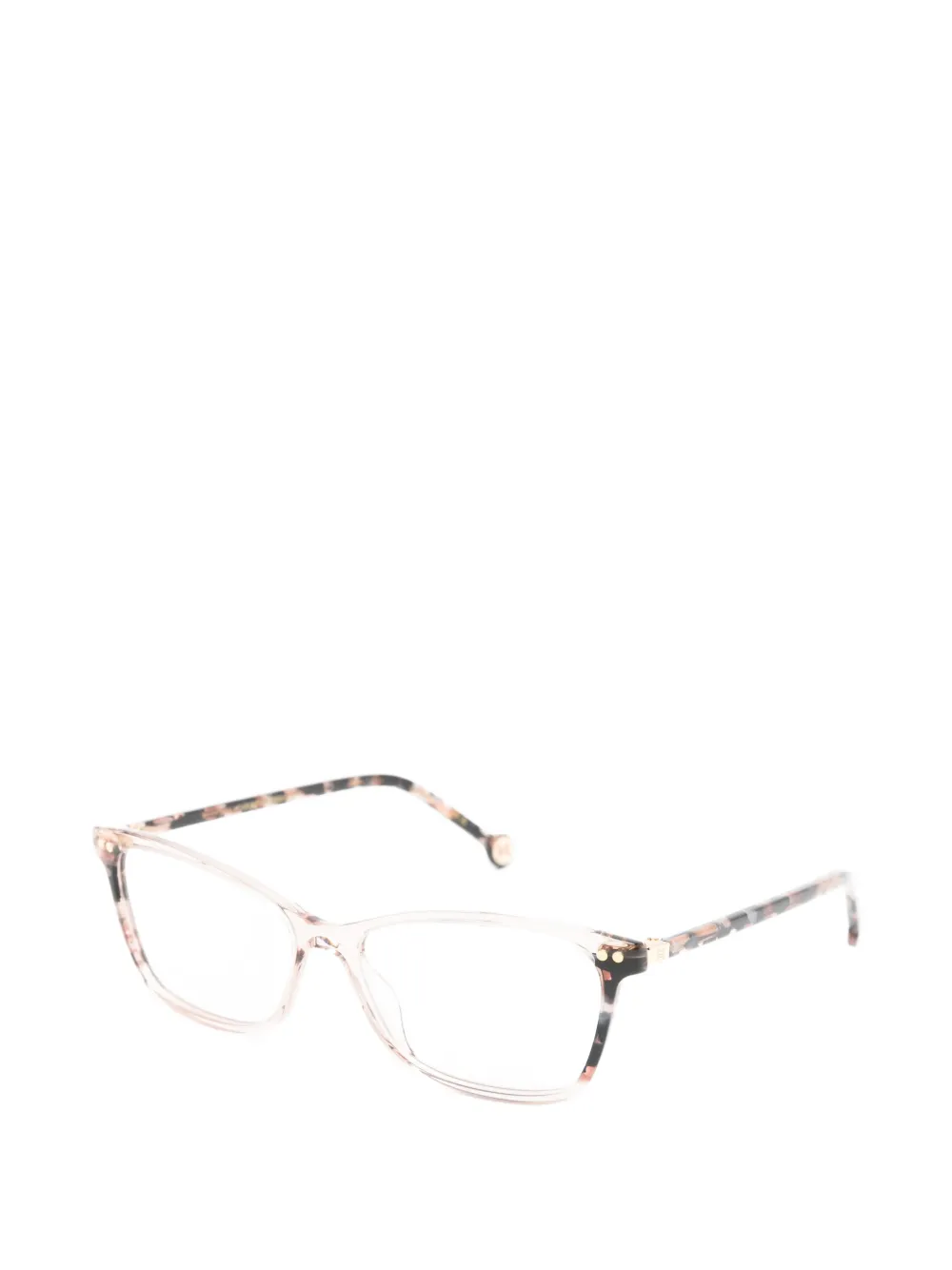 Carolina Herrera Bril met rechthoekig montuur en schildpadschild design Beige