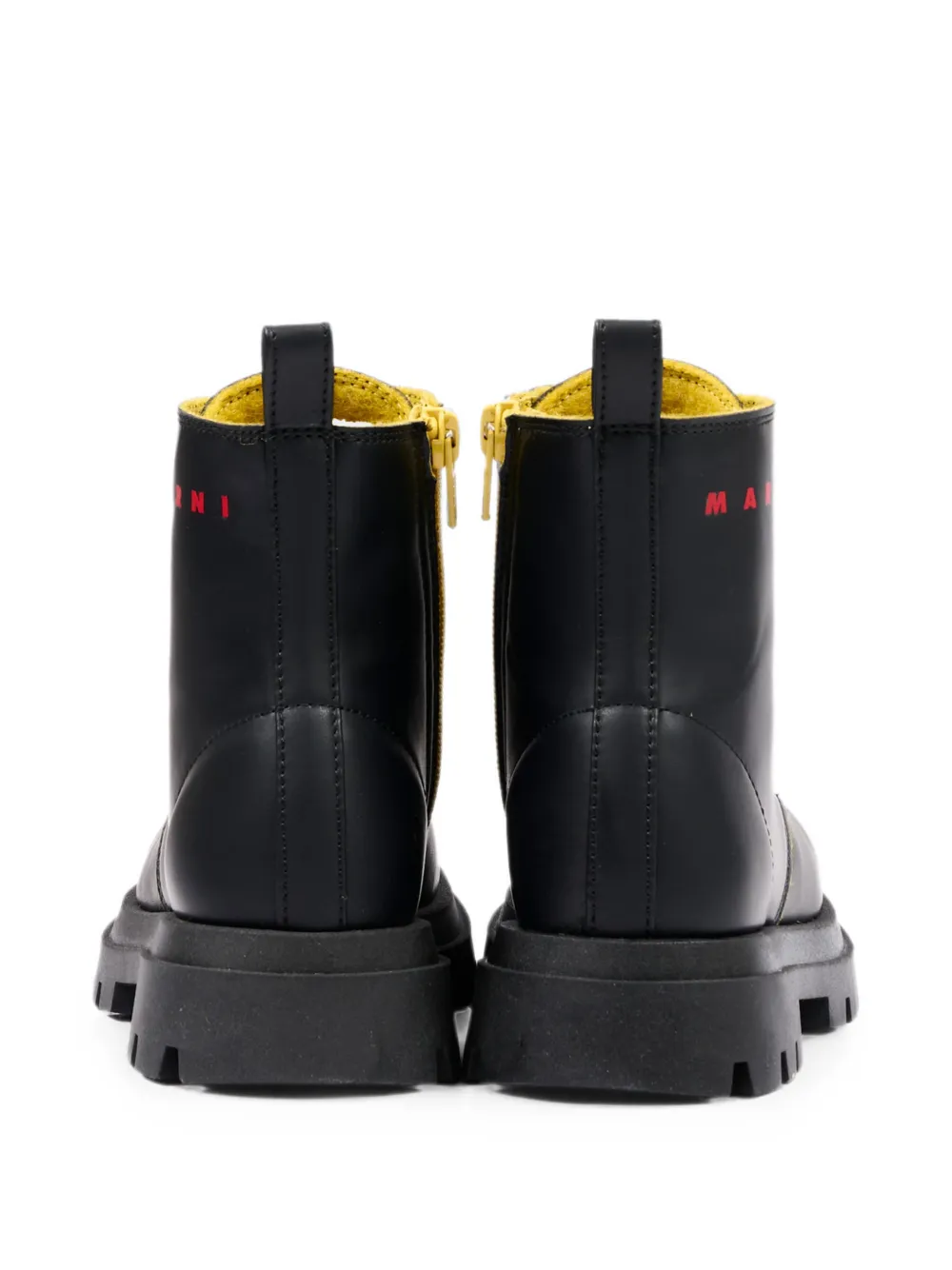 Marni Kids logo-print lace-up boots Zwart