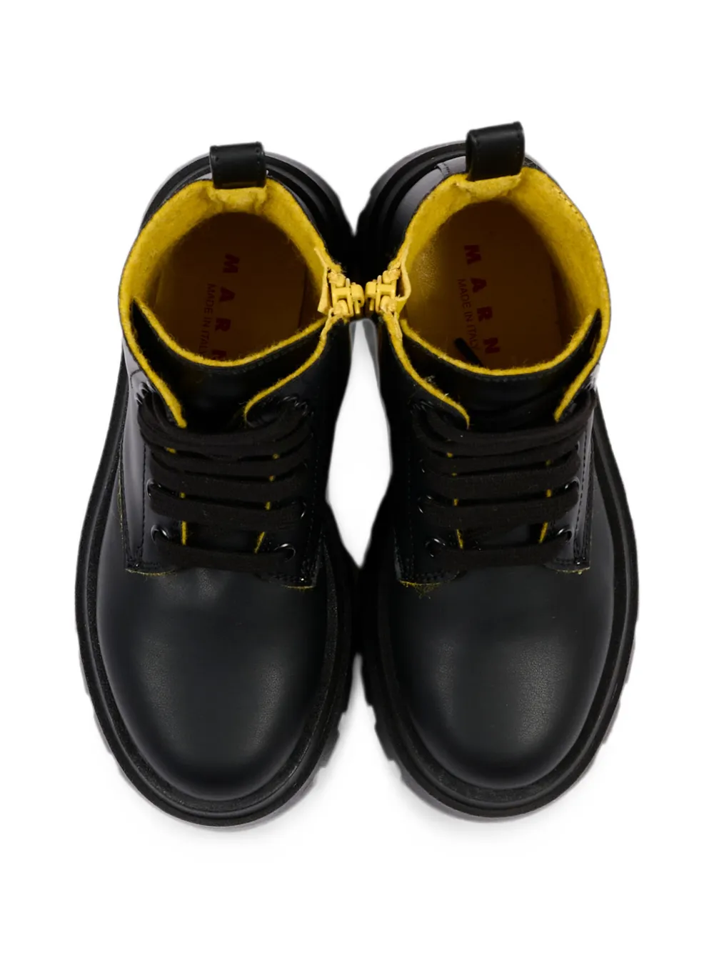 Marni Kids logo-print lace-up boots Zwart