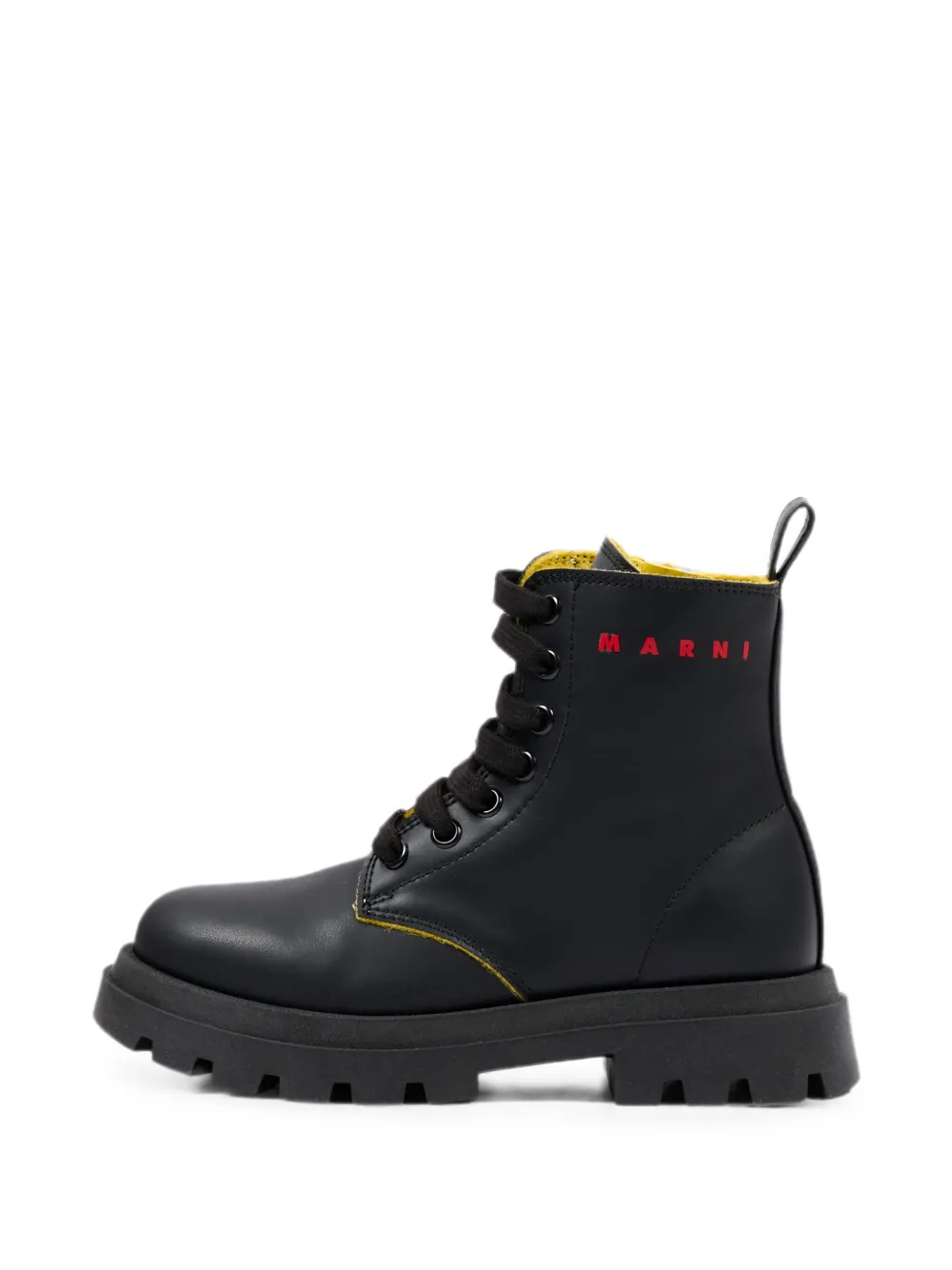Marni Kids logo-print lace-up boots Zwart