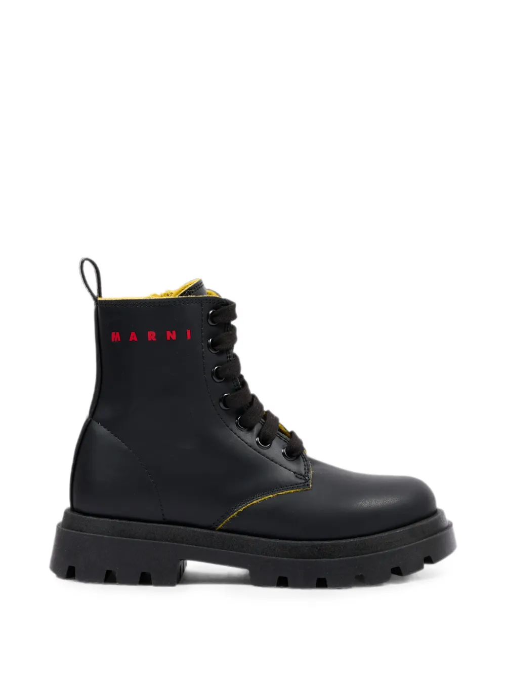 Marni Kids logo-print lace-up boots Zwart