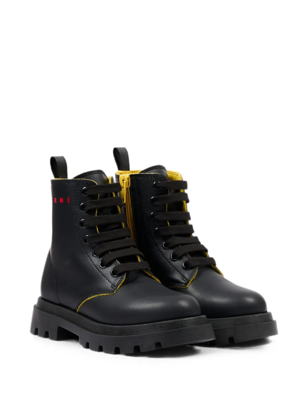 Marni Kids logo-print lace-up boots Zwart