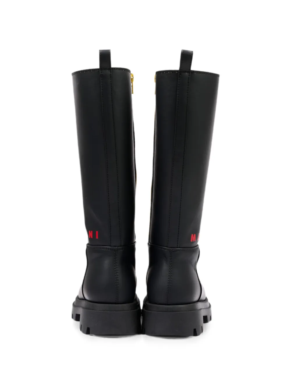 Marni Kids logo-print lug-sole boots Zwart