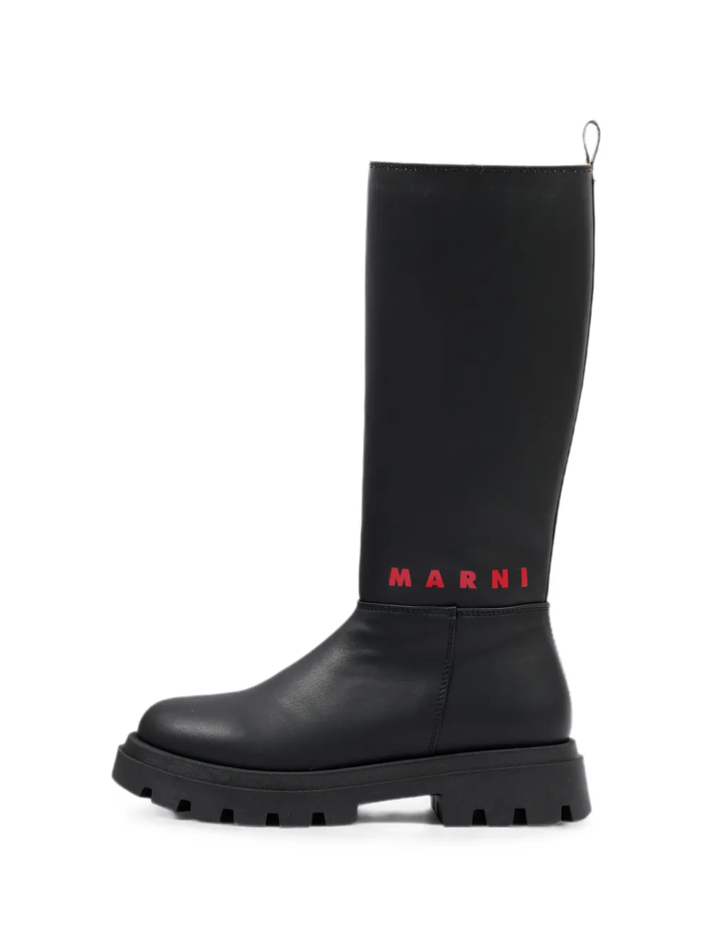 Marni Kids logo-print lug-sole boots Zwart