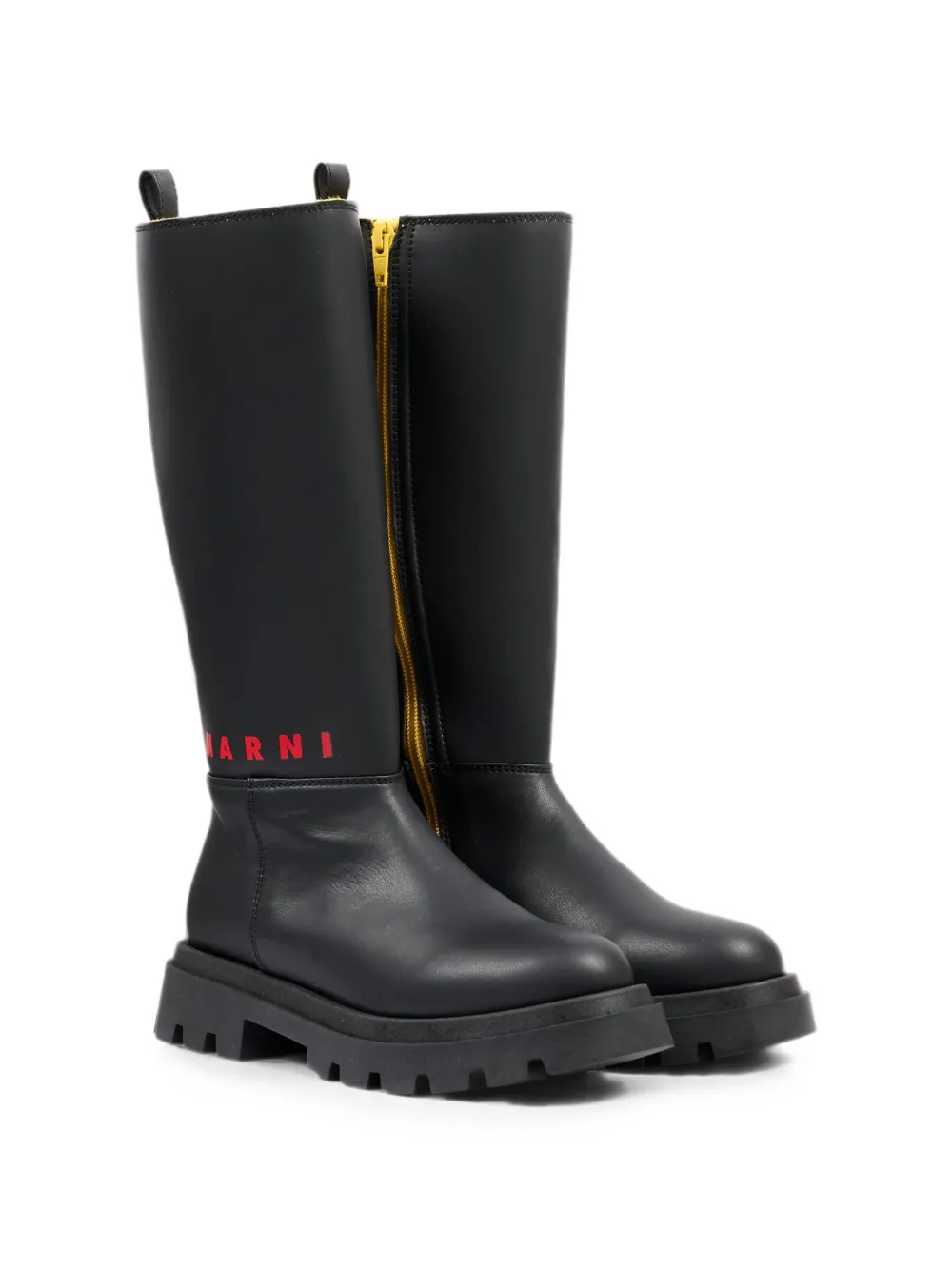 Marni Kids logo-print lug-sole boots - Nero