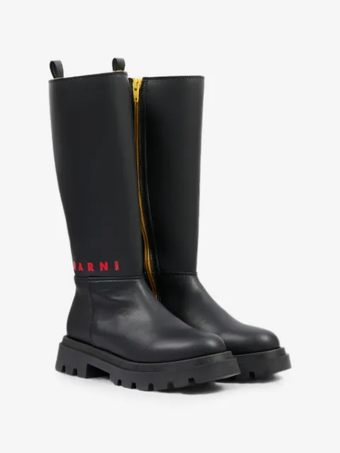 Marni Kids logo-print lug-sole boots