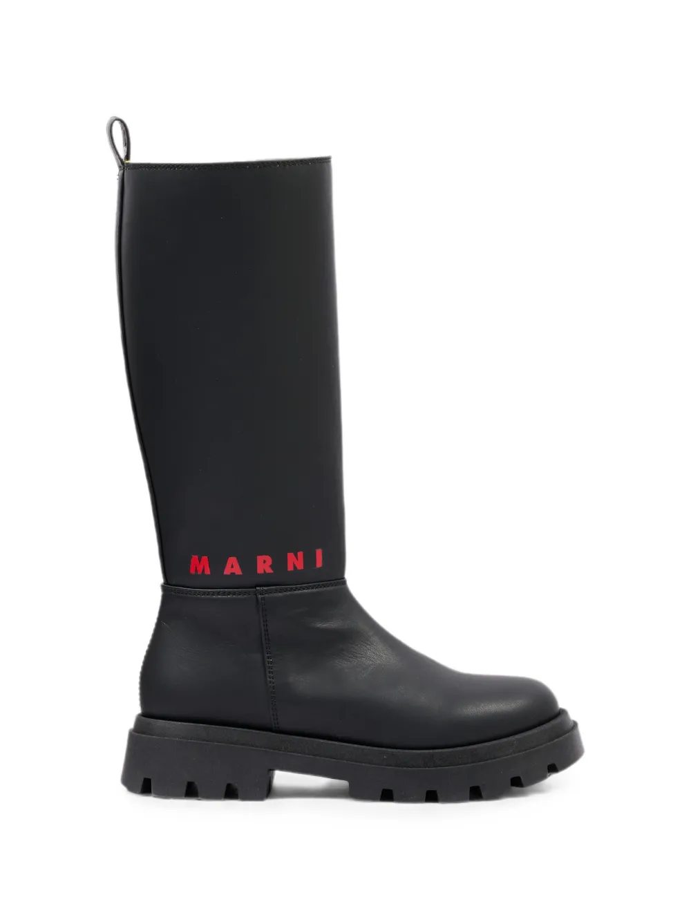 Marni Kids logo-print lug-sole boots Zwart