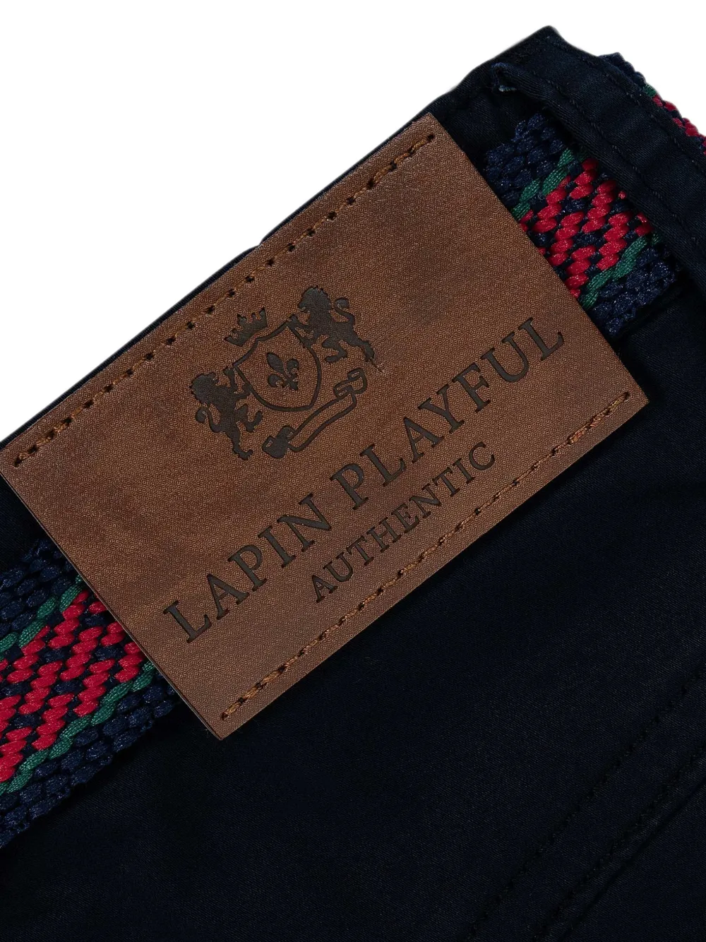 Lapin House Broek met logo-patch en ceintuur Blauw