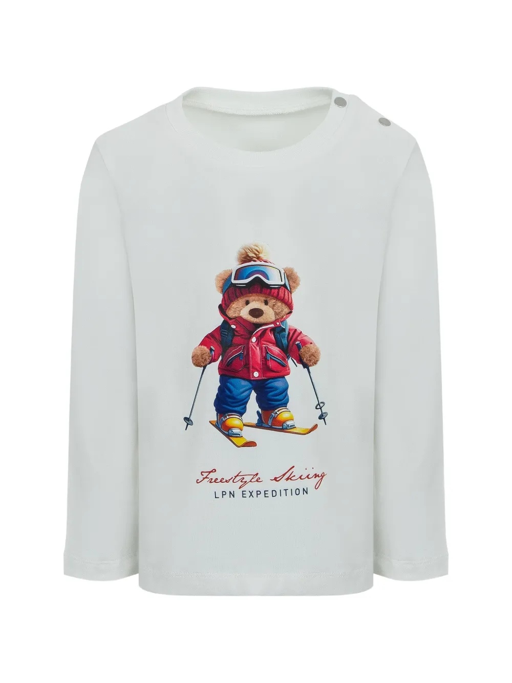 Lapin House T-shirt a maniche lunghe con stampa orso - Bianco