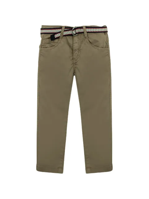 Lapin House belted logo-patch trousers
