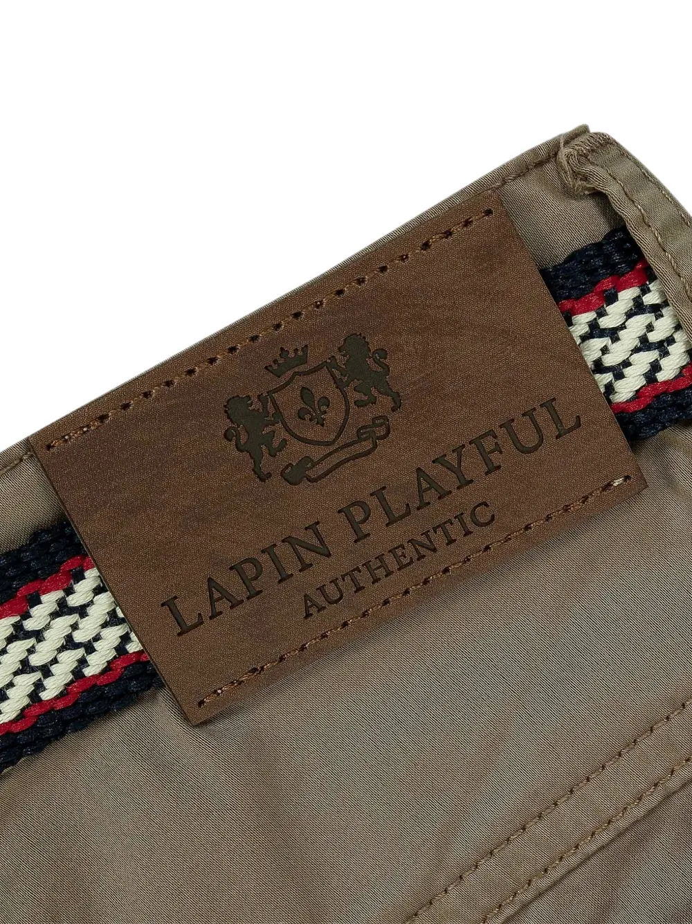 Lapin House Broek met logo-patch en ceintuur Groen