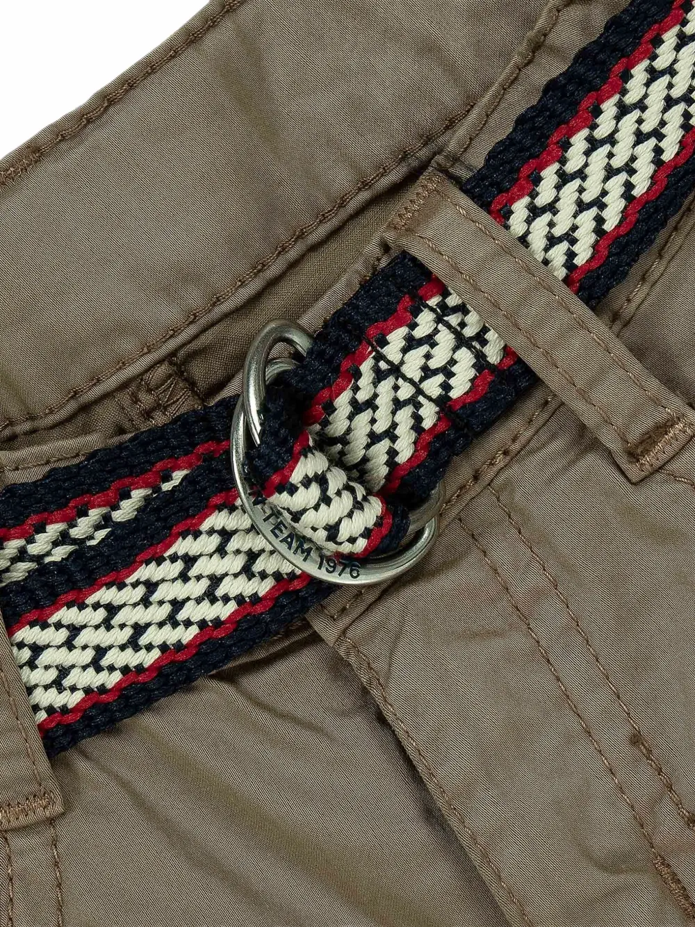 Lapin House Broek met logo-patch en ceintuur Groen