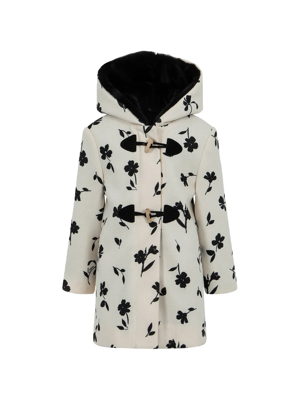 Lapin House Jas met houtje-touwtje-sluiting en bloe -print Wit