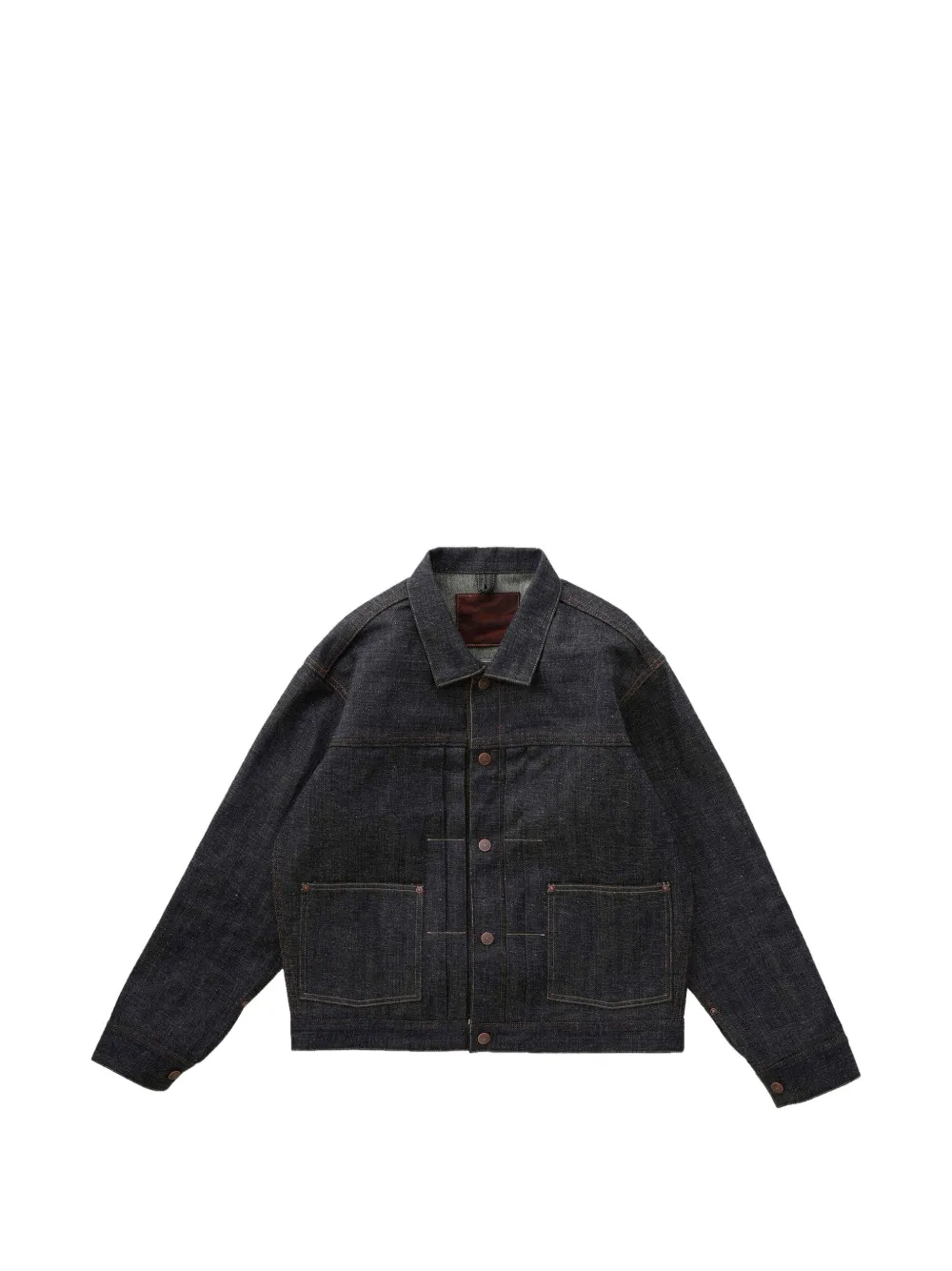TAIGA TAKAHASHI pleated cinch-back denim jacket - Blu