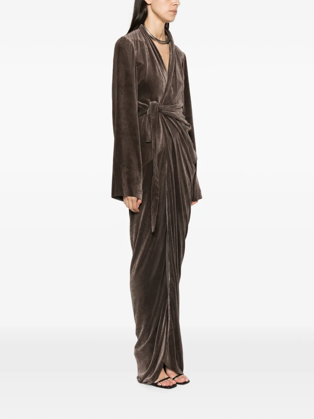 Rick Owens Gedrapeerde maxi-wikkeljurk Grijs
