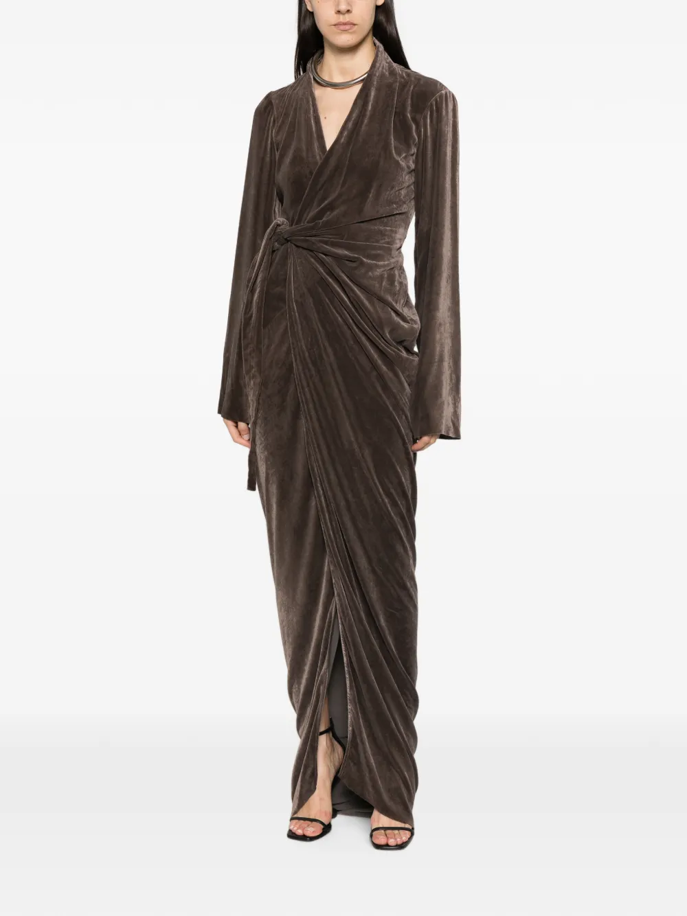 Rick Owens Gedrapeerde maxi-wikkeljurk Grijs