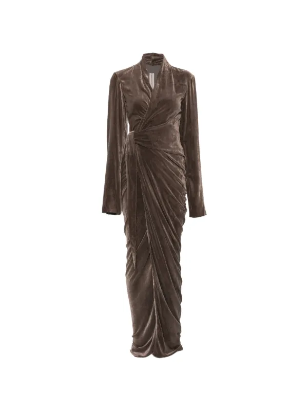 Rick Owens Draped Wrap Maxi Dress in Grey