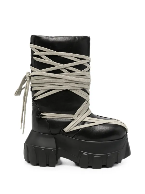 Rick Owens Megalace Lunar Mega Tractor Lace-up Boots in Black