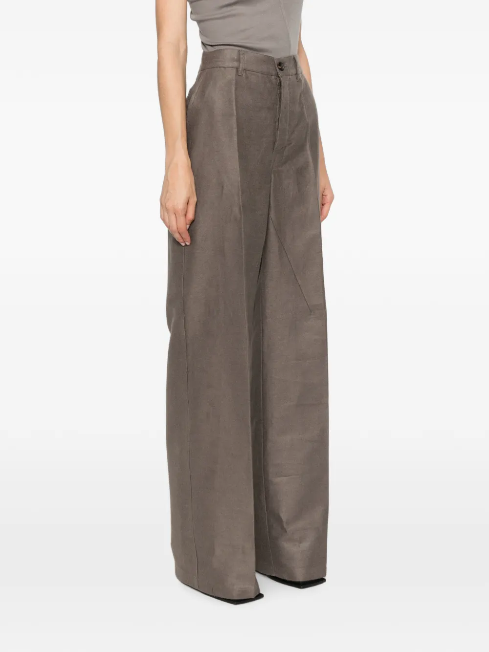Rick Owens Palazzo broek met riemlus Bruin