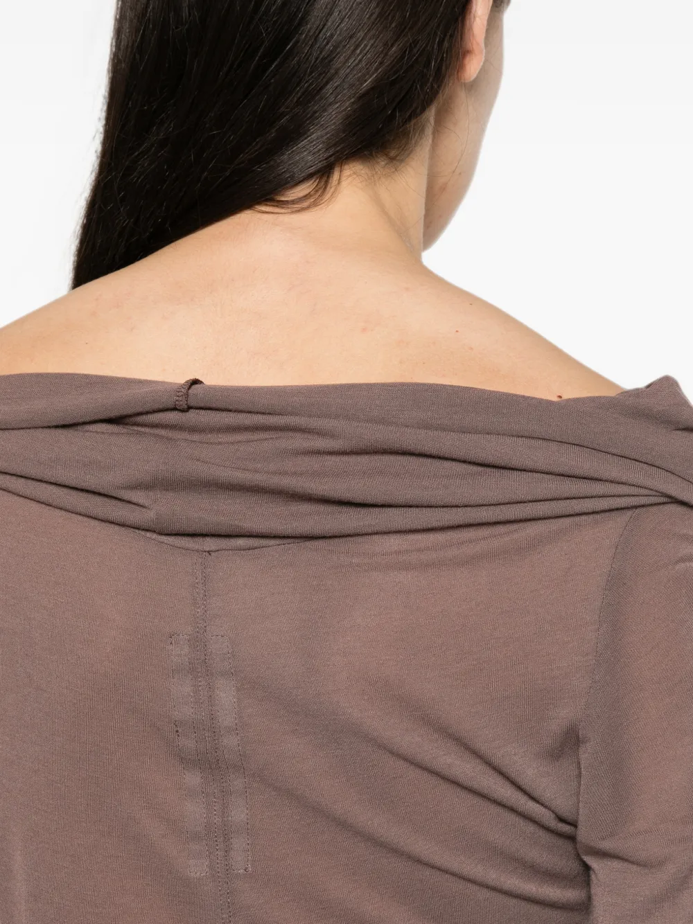 Rick Owens off-shoulder long-sleeve T-shirt Bruin