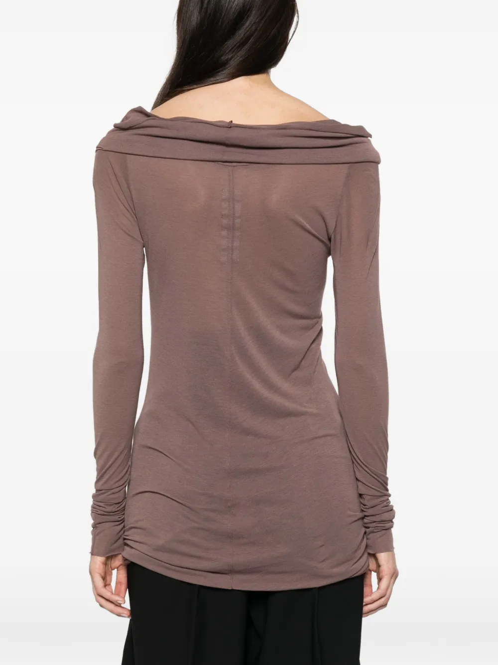 Rick Owens off-shoulder long-sleeve T-shirt Bruin