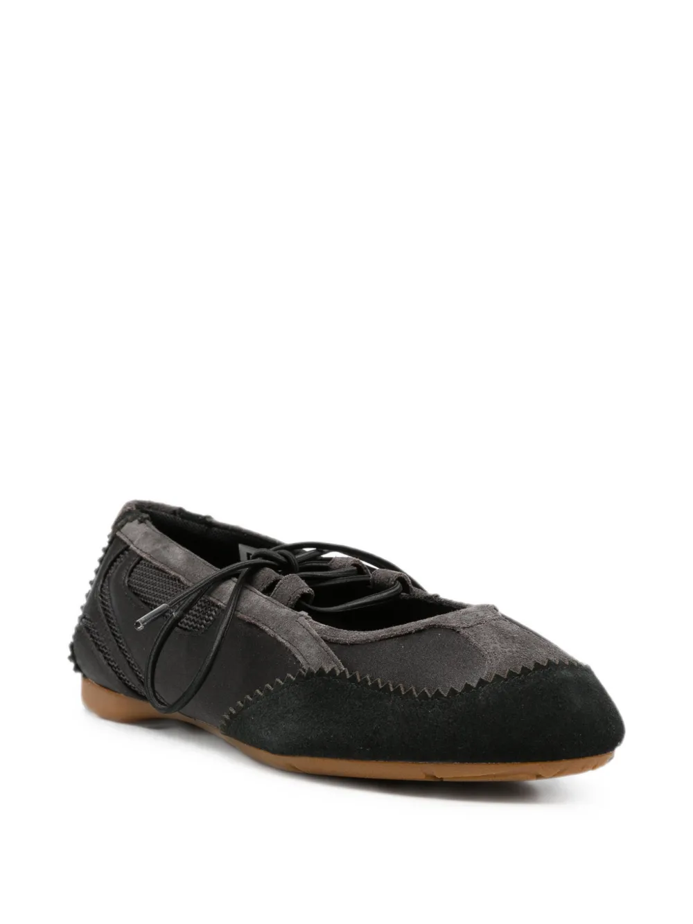 Diesel lace-up panelled ballet flats Zwart