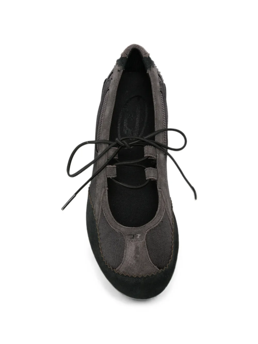 Diesel lace-up panelled ballet flats Zwart
