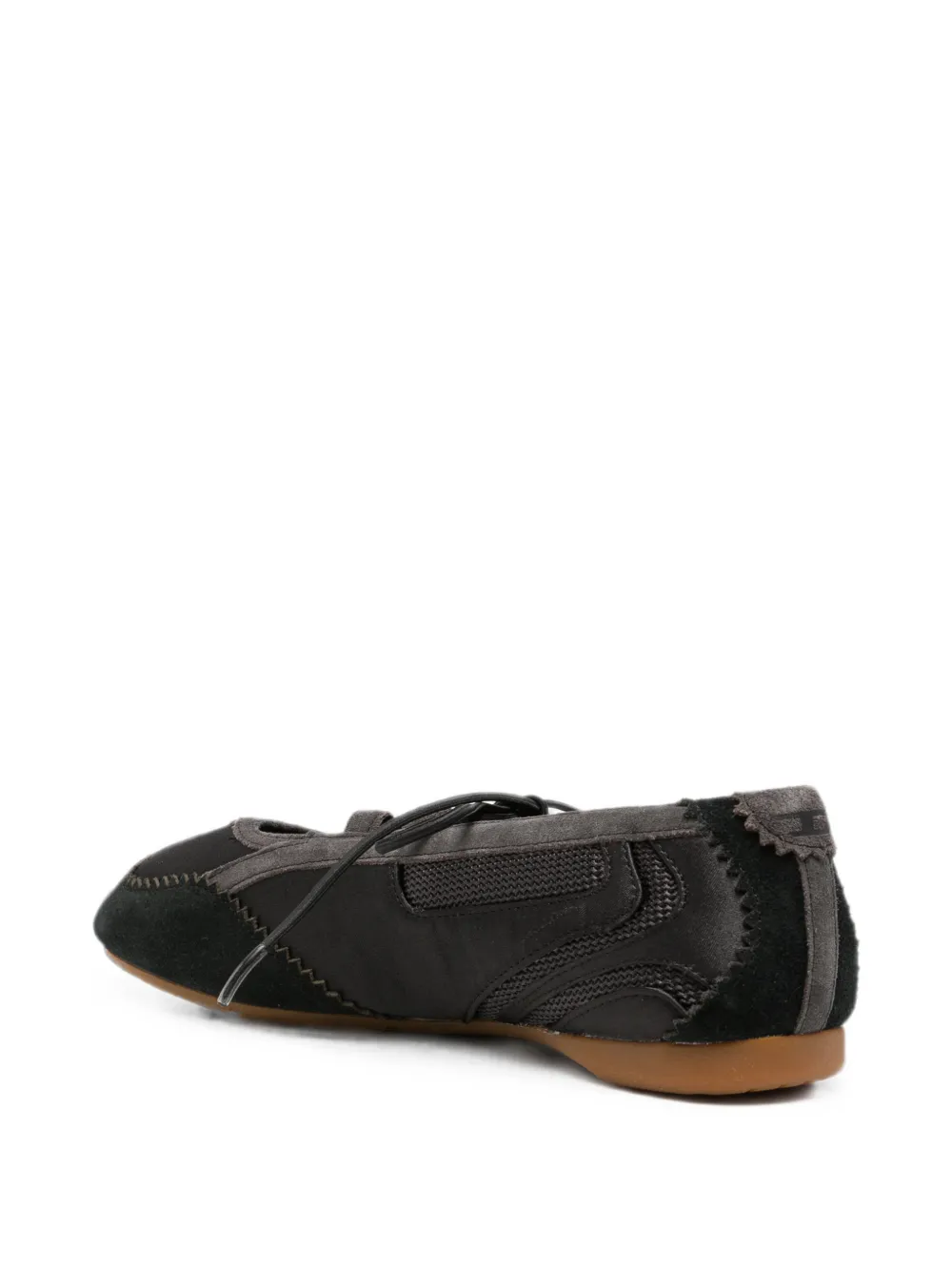 Diesel lace-up panelled ballet flats Zwart
