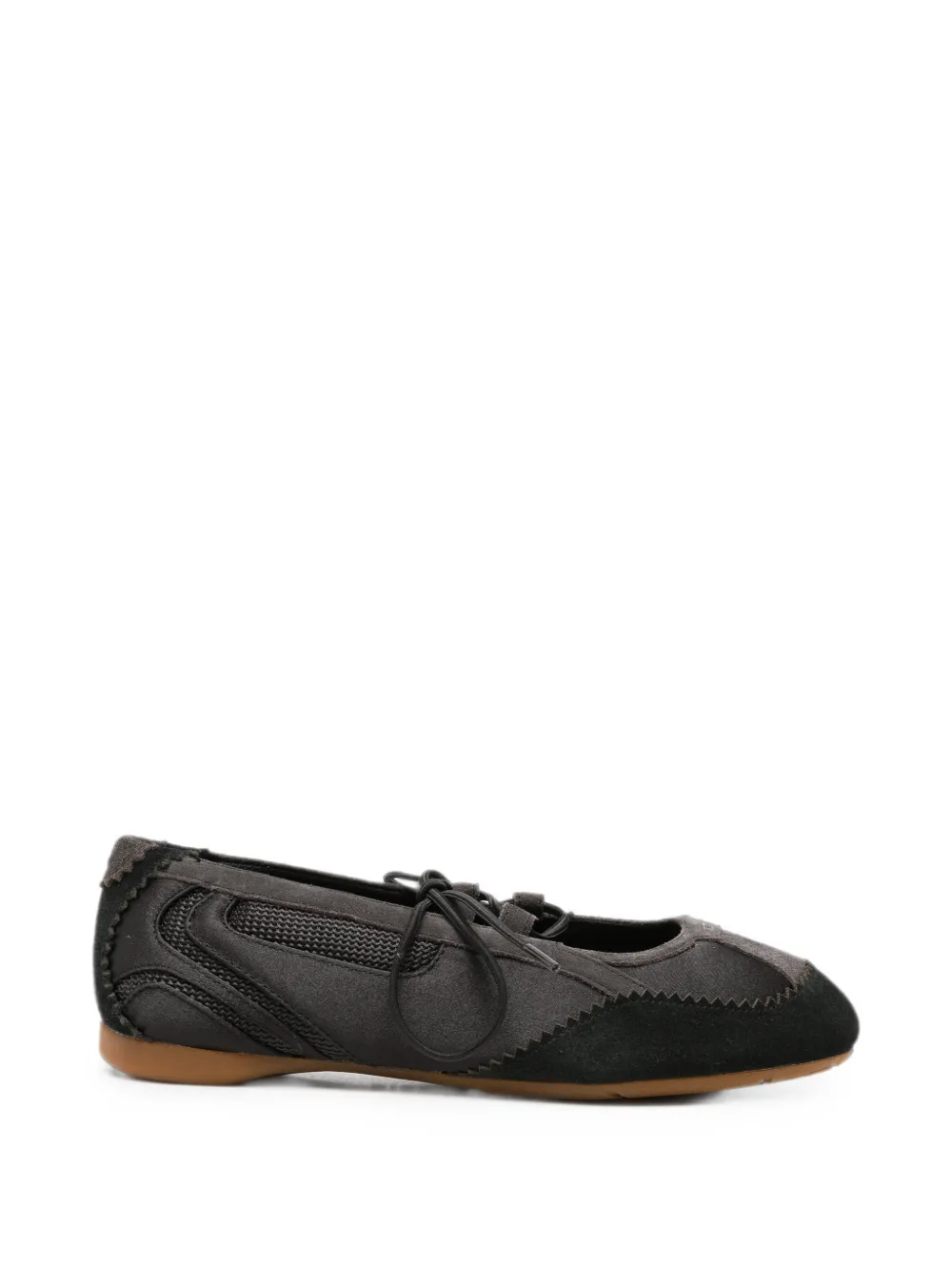 Diesel lace-up panelled ballet flats - Schwarz