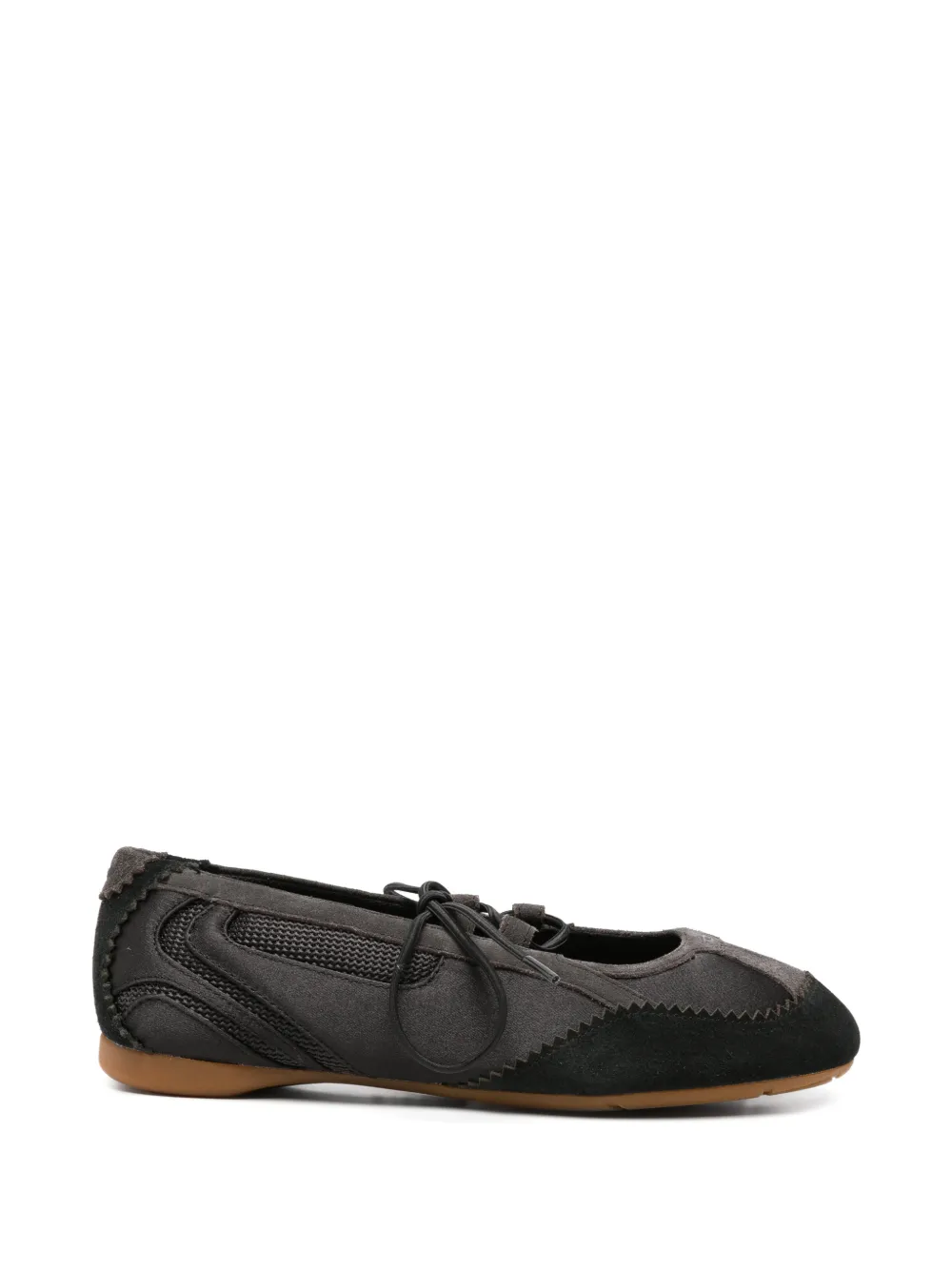 Diesel lace-up panelled ballet flats - Schwarz