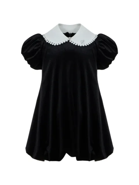 Lapin House velvet-effect Peter Pan-collar dress