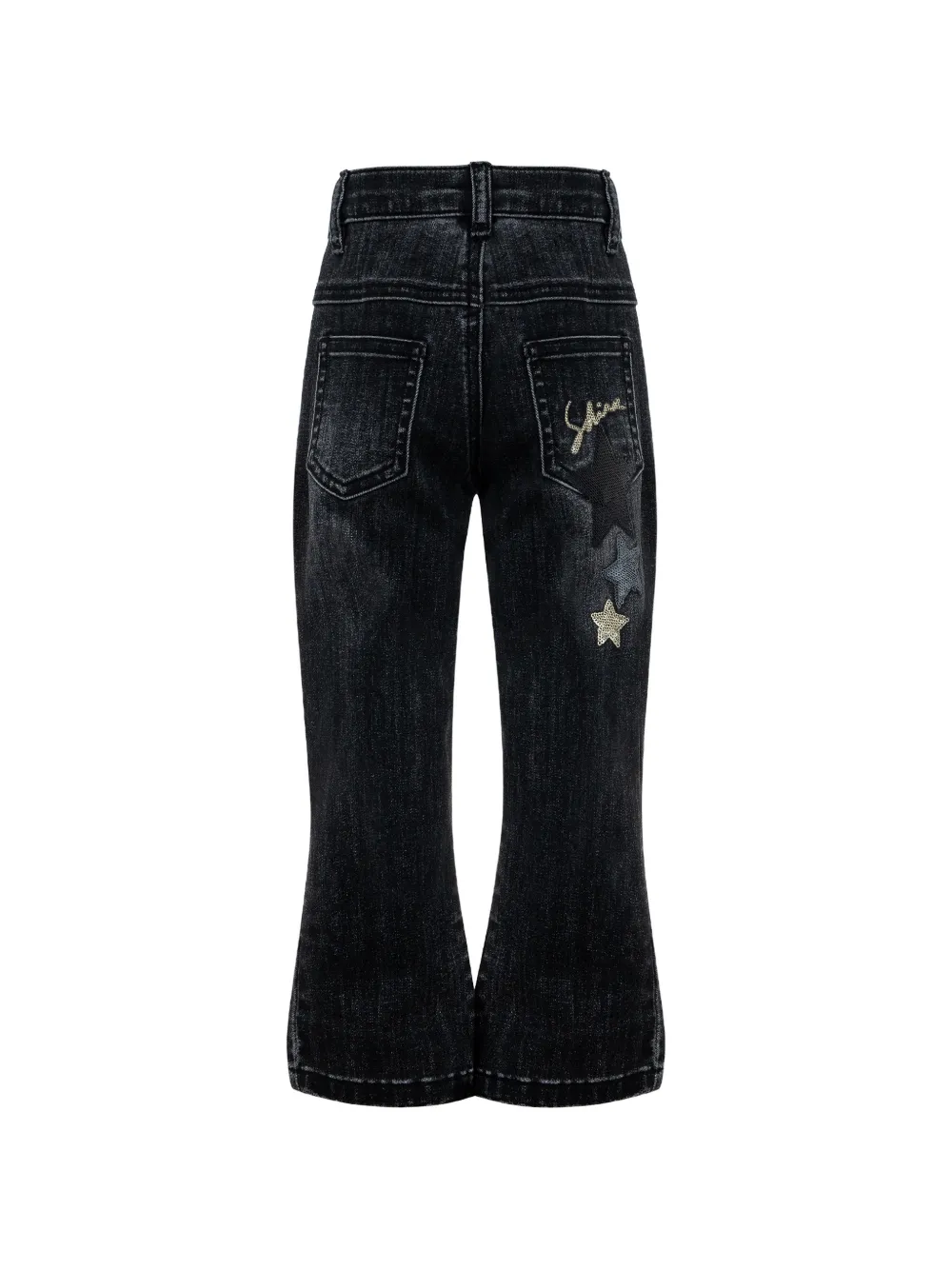 Lapin House Flared jeans met ster-patchwork Zwart