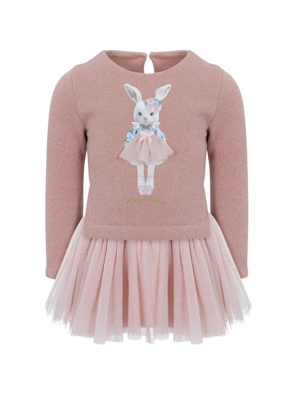 Lapin House ensemble haut imprimé et robe à jupe en tulle - Rose
