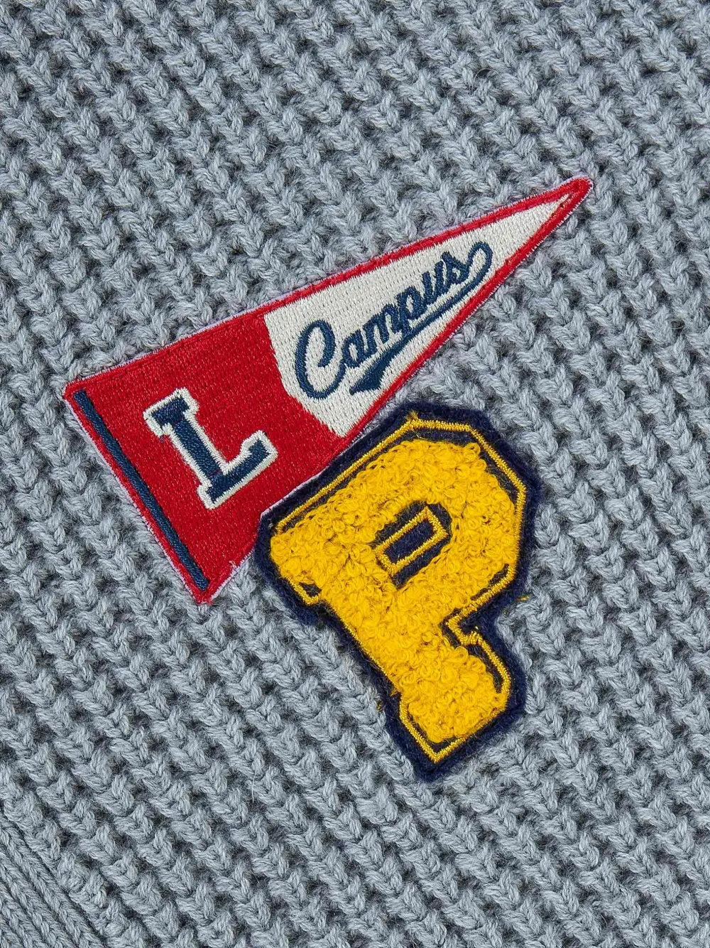 Lapin House Wafelgebreid vest met logo-patch Grijs