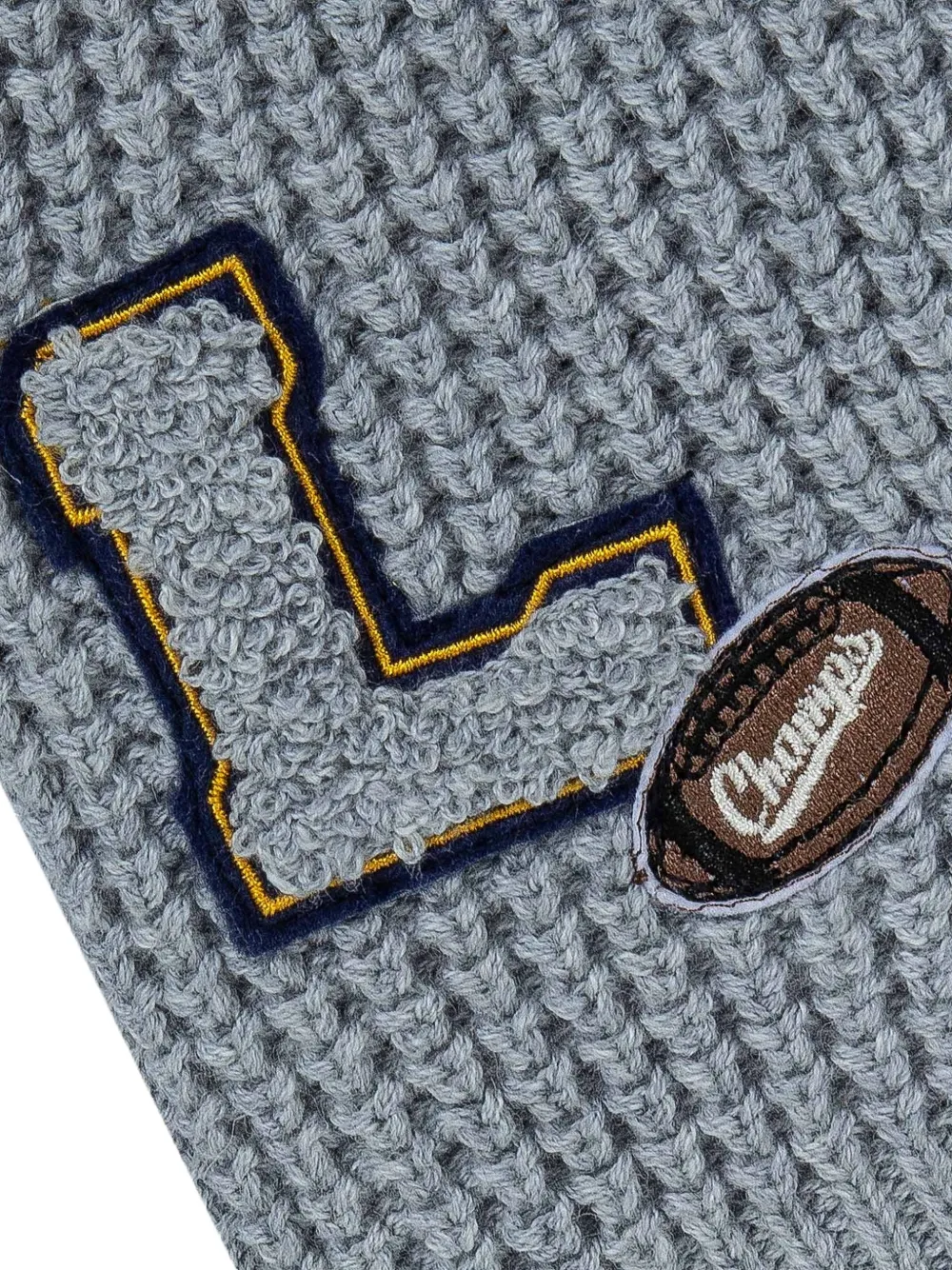 Lapin House Wafelgebreid vest met logo-patch Grijs