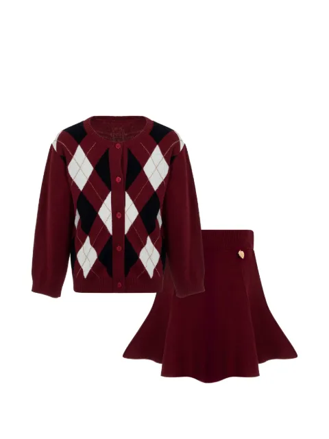 Lapin House ensemble cardigan à losanges et jupe évasée