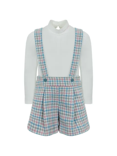 Lapin House houndstooth-pattern dungaree set