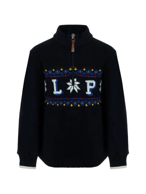 Lapin House pull zippé à logo intarsia