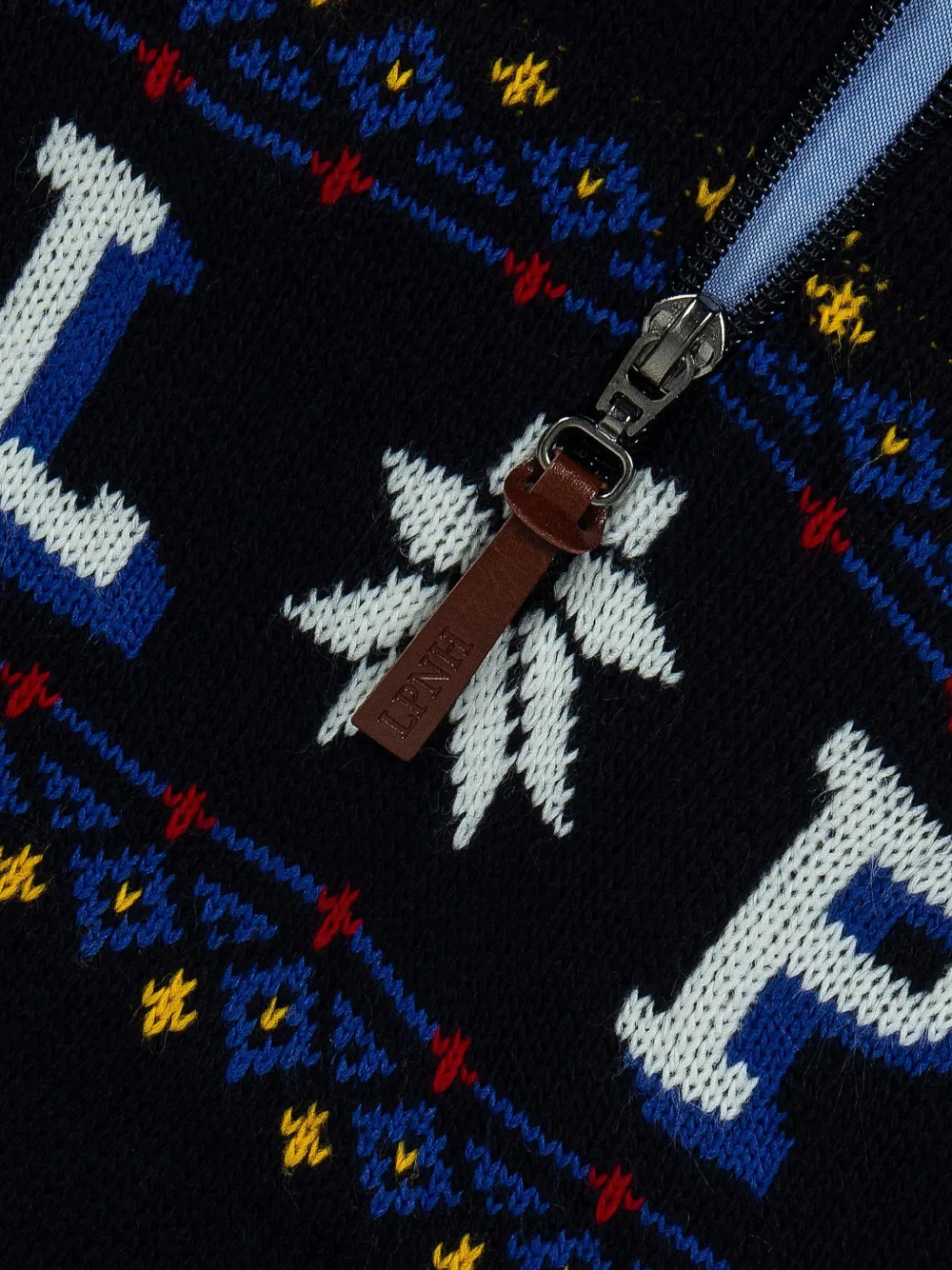 Lapin House Trui met logo-intarsia en kwartrits Blauw