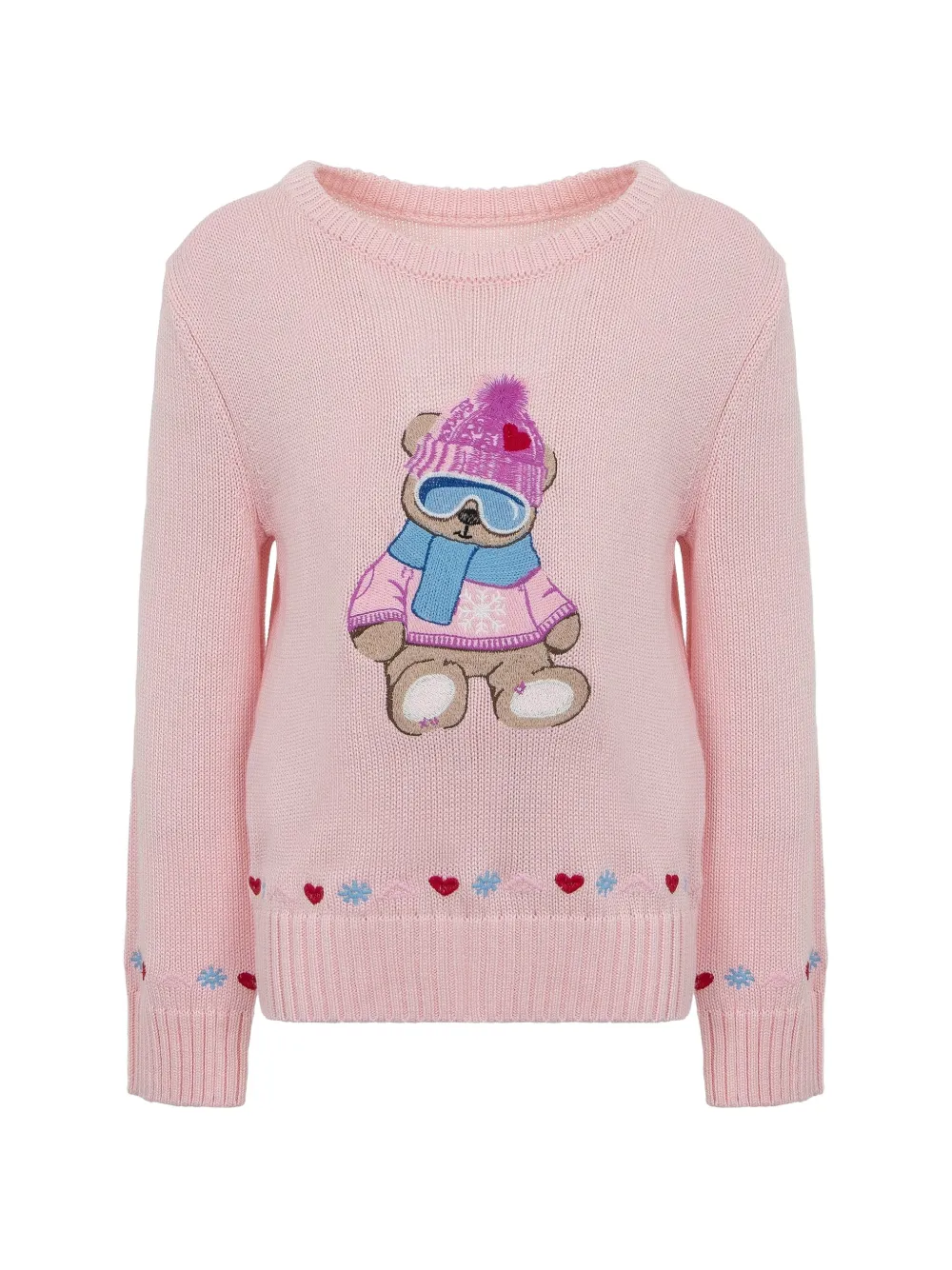 Lapin House Gebreide broekset met beer-intarsia Roze