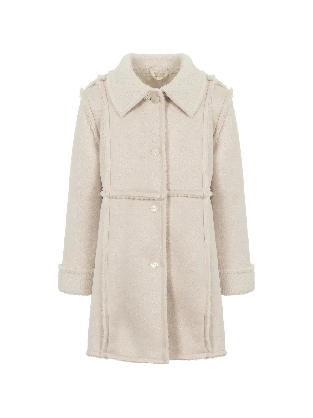 Lapin House Jas met capuchon en afwerking van imitatielamswol Beige