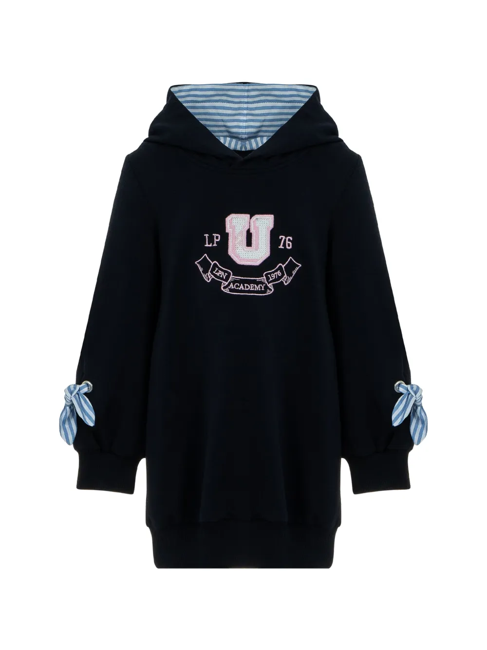 Lapin House robe à logo brodé et détail de nœud - Bleu