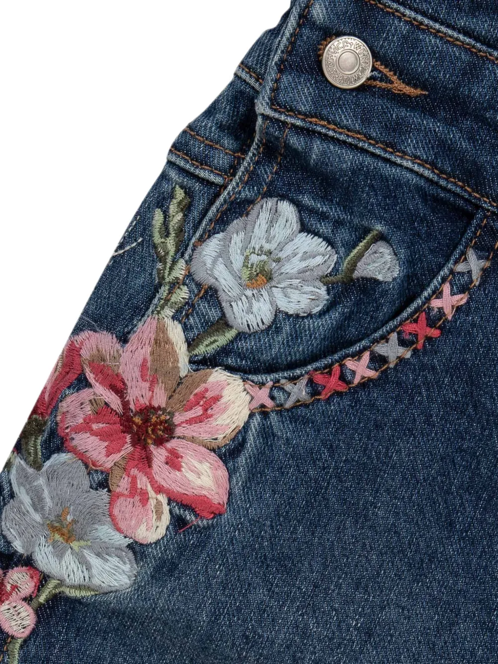 Lapin House Jurk met geborduurde bloemen Blauw