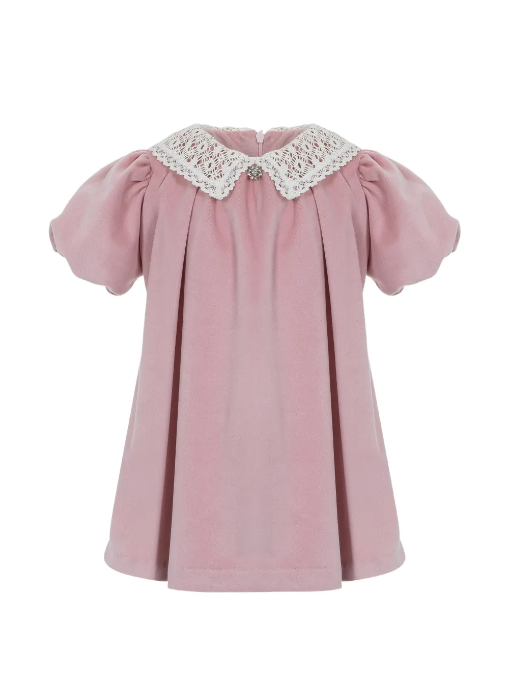 Lapin House Jurk met pofmouwen en kanten kraag Roze