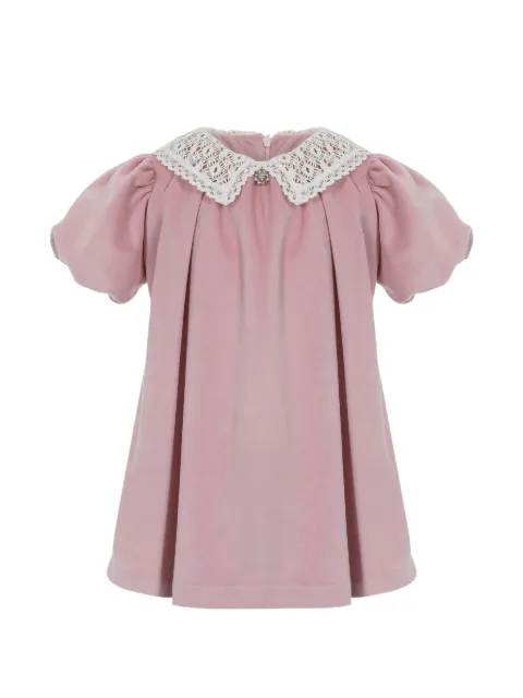 Lapin House lace-collar puff-sleeve pink dress