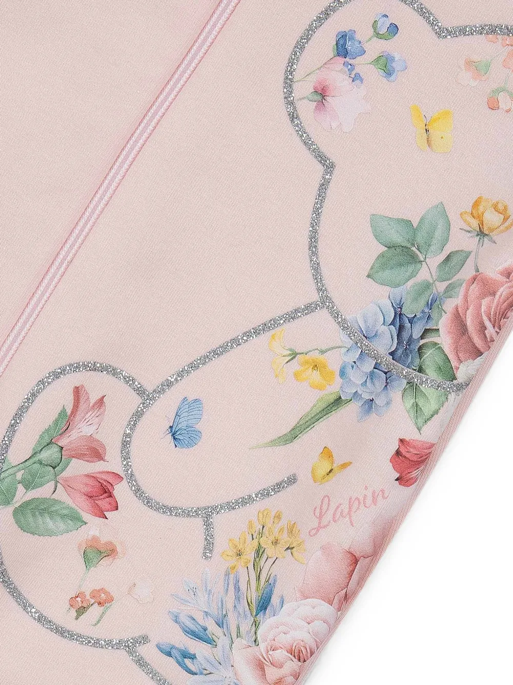 Lapin House Romper met bloemen-print en beer-patroon Roze