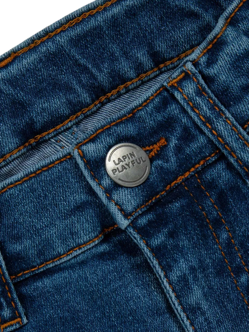 Lapin House Jeans met geborduurd logo Blauw