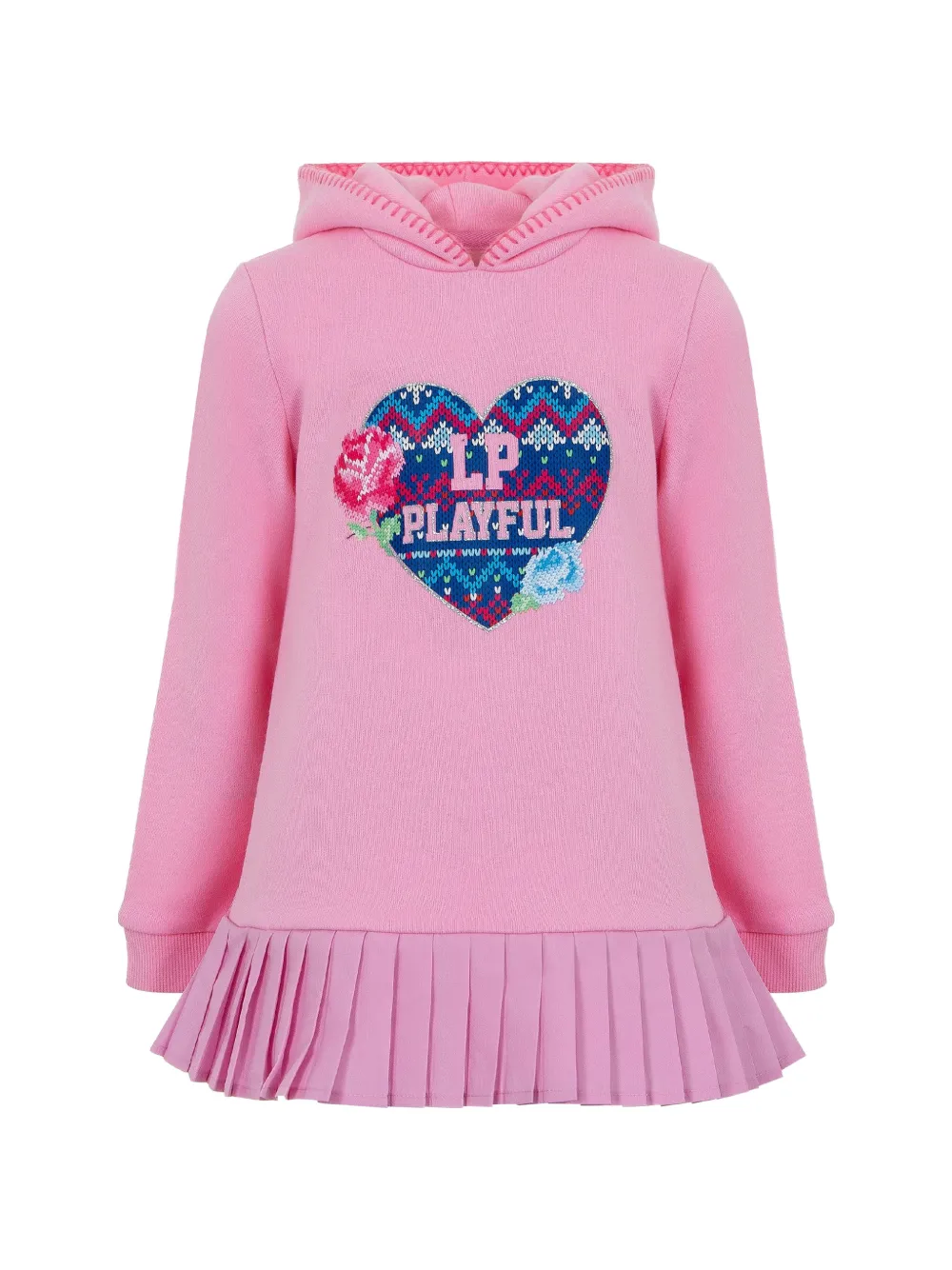 Lapin House heart-print pleated-skirt dress Roze