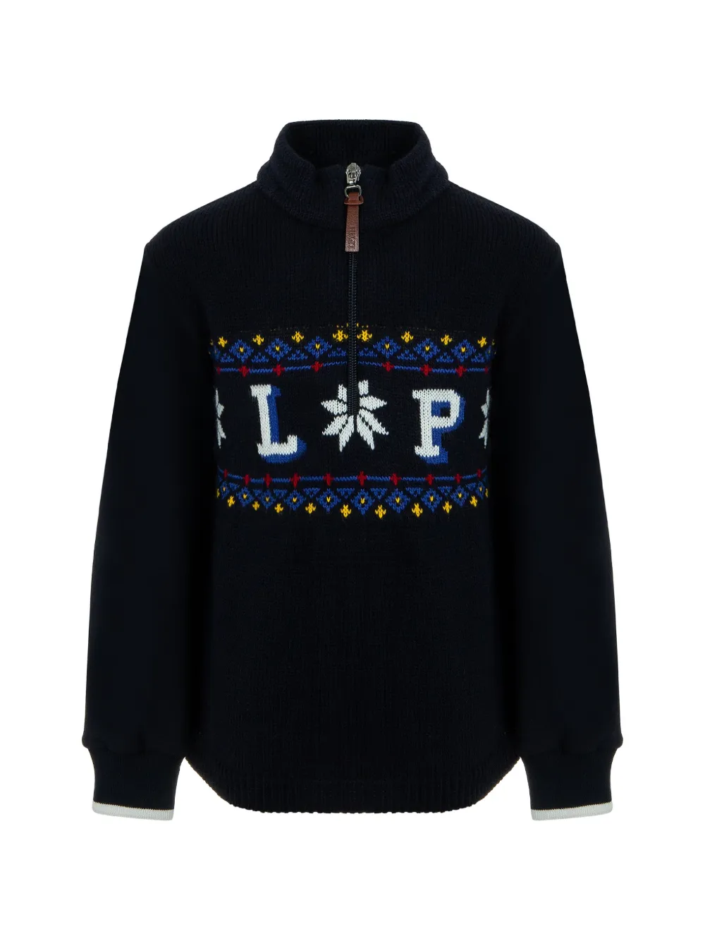 Lapin House Maglione con motivo Fair Isle e mezza zip - Blu
